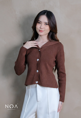 KAINA Knitted Collar Long Sleeve Blouse