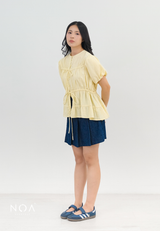 NATSUKA Linen Short Balloon Sleeve Blouse