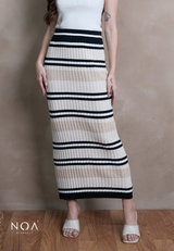 HINARI Knitted Pattern Fitted Midi Skirt