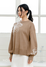 NOA X KUSUMANGGI - YORINE Knitted Puff Sleeve Blouse