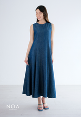 NAGIYA Denim Sleveeless Maxi Flared Dress