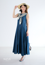 NAGIYA Denim Sleveeless Maxi Flared Dress