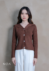 KAINA Knitted Collar Long Sleeve Blouse