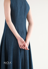 NAGIYA Denim Sleveeless Maxi Flared Dress