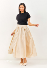 RISAKO Cotton Ruffle Maxi Skirt - Cream