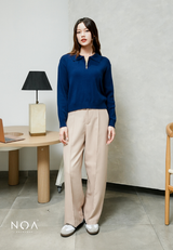 AMARI Knitted Zipper Longsleeve Blouse