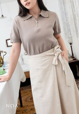 KIYORA Linen Wrap Midi Pants