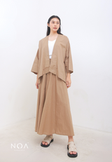 RISAKO Ruffle Flowing Maxi Skirt - Mocca