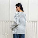 KIKU Striped Boxy Long Sleeve T-Shirt