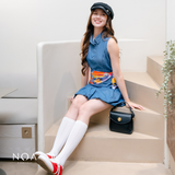 JINZU Denim Balloon Mini Sleeveless Dress