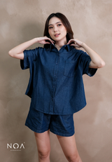 JINZU Denim Oversized Short Sleeve Shirt