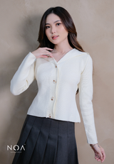 KAINA Knitted Collar Long Sleeve Blouse