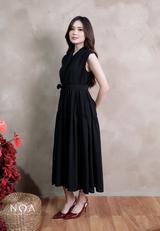 YONA Crinkle Tiered Maxi Dress with Belt