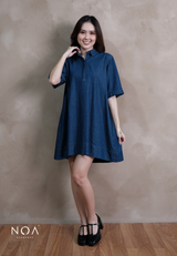 JINZU Denim Short Sleeve Mini Shirt Dress