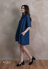 JINZU Denim Short Sleeve Mini Shirt Dress