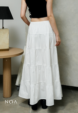 JINZU Denim & Cotton Tiered Maxi Skirt