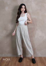 ICHIKA Basic Linen Balloon Ankle Pants