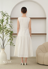 KEINA Basic Linen Sleeveless Midi Dress with Inner