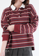 KASHI Striped Rugby Long Sleeve T-Shirt