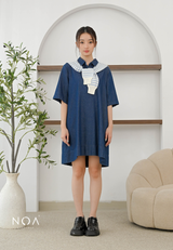 JINZU Denim Short Sleeve Mini Shirt Dress