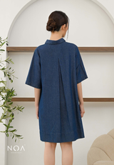 JINZU Denim Short Sleeve Mini Shirt Dress