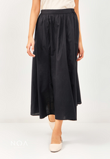 RISAKO Cotton Ruffle Maxi Skirt - Black