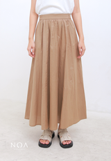 RISAKO Ruffle Flowing Maxi Skirt - Mocca