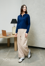 AMARI Knitted Zipper Longsleeve Blouse