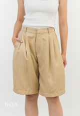 KANARI Denim & Striped Bermuda Pants