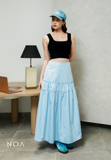 AMANE Nylon Ruffle Maxi Skirt