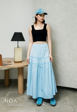AMANE Nylon Ruffle Maxi Skirt
