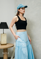 AMANE Nylon Ruffle Maxi Skirt