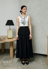 AMANE Nylon Ruffle Maxi Skirt