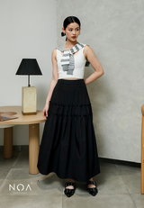 AMANE Nylon Ruffle Maxi Skirt