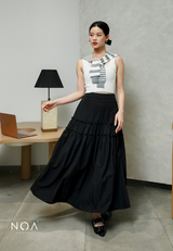 AMANE Nylon Ruffle Maxi Skirt