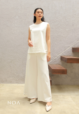 NAGISA Sleveeless Linen Blouse - White