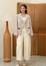 KAZANE Embroidery Long Sleeve Blazer