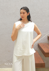 NAGISA Sleveeless Linen Blouse - White
