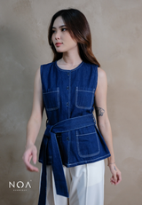 NAMIRE Denim Pocket Vest with Belt