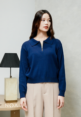 AMARI Knitted Zipper Longsleeve Blouse