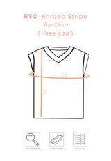 RYO Knitted Stripe V Neckline Sleeveless Blouse - Navy