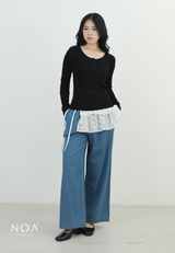 MIORI Rib Henley Long Sleeve Tee