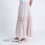 RIKA Nylon Tiered Pleated Maxi Skirt with Inner