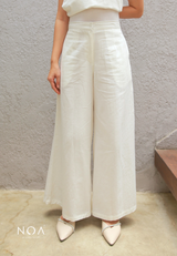 NAGISA Wide Leg Linen Pants - White