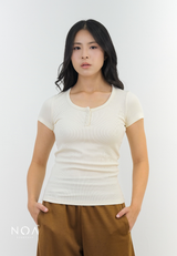 SORAI Rib Henley Short Sleeve Tee