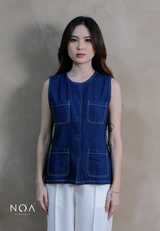 NAMIRE Denim Pocket Vest with Belt