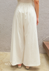 NAGISA Wide Leg Linen Pants - White