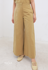 NAGISA Wide Leg Linen Pants - Light Brown