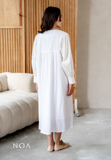 NOA X DHATU AKARI Puffsleeve Midi Dress with Lace