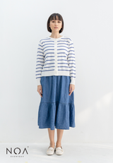 UME Basic Stripes Knitted Cardigan - Blue